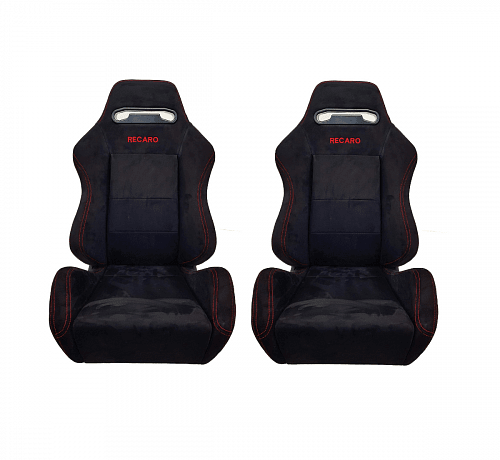 Сиденья спортивные пара - Recaro DC2 (Полу-ковши с регулировкой) - алькантара/черные