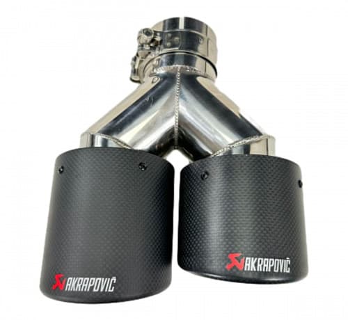 Насадка на глушитель двойная Akrapovic style 63 - 101 - С круглым наконечником