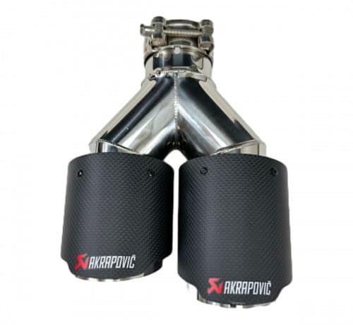 Насадка на глушитель двойная Akrapovic style 57 - 89 - С острым наконечником