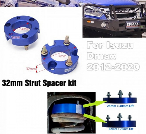 Проставки на передние стойки под лифт 76мм для Isuzu D-Max RT50 2012-2015